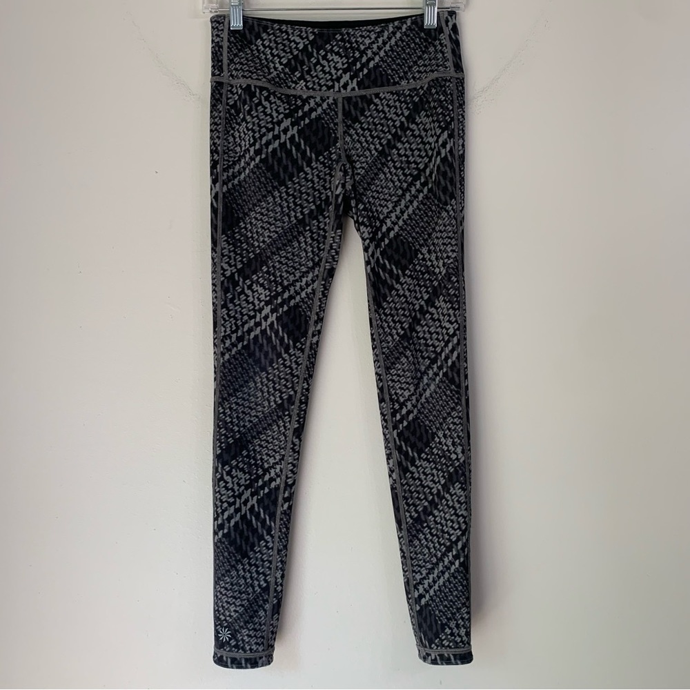 ATHLETA REVERSIBLE LEGGINGS Black and Gray sport running lightweight medium
